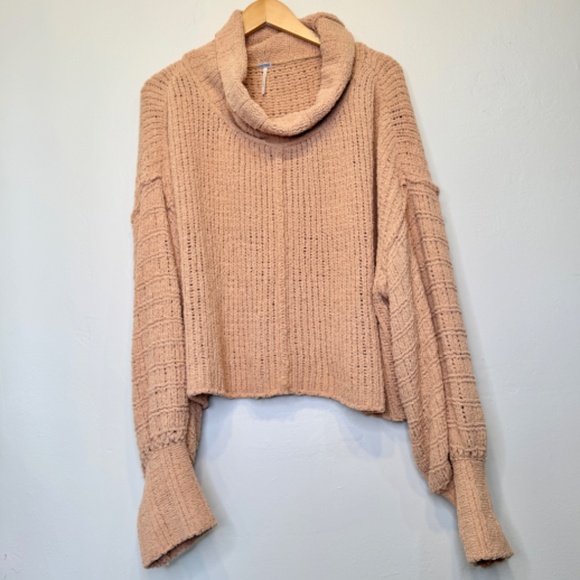 FP | Be Yours Chunky Open Knit Cowl Neck Long Dolman Sleeve Slouchy Sweater - Picture 5 of 14